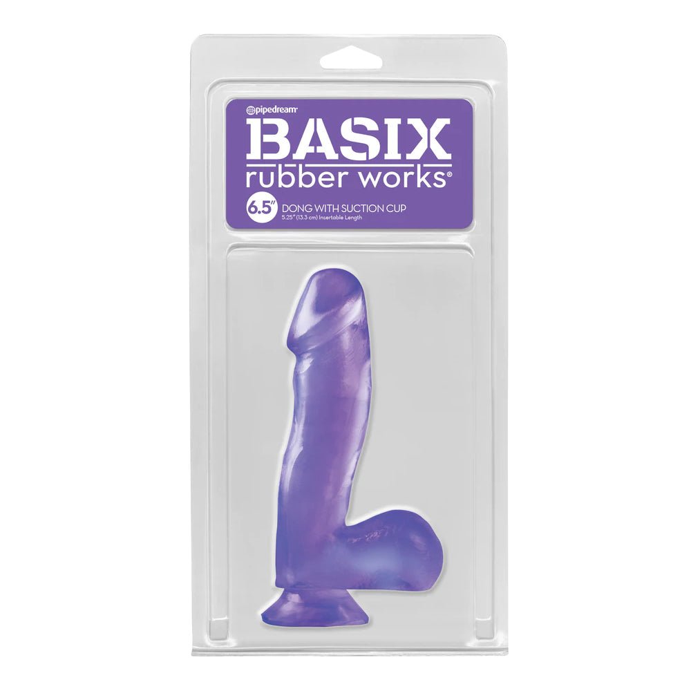 Basix Rubber Works 6.5" Dong with Suction Cup Purple