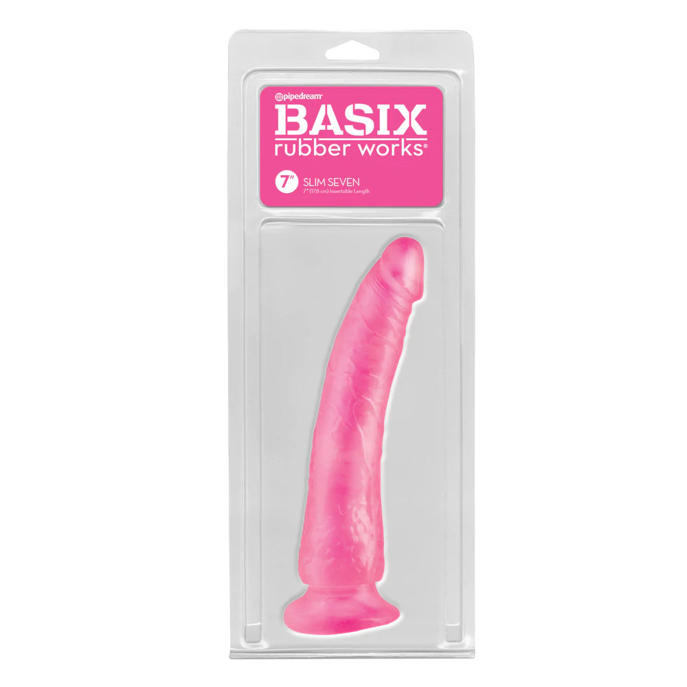 Basix Rubber Works Slim 7" with Suction Cup Pink