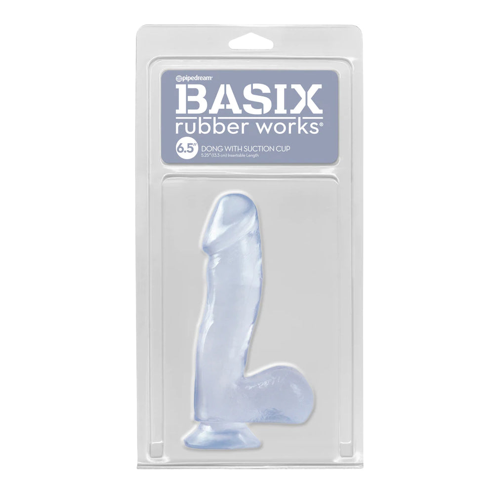 Basix Rubber Works 6.5" Dong with Suction Cup Clear