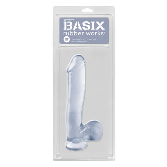 Basix Rubber Works 10" Dong with Suction Cup Clear