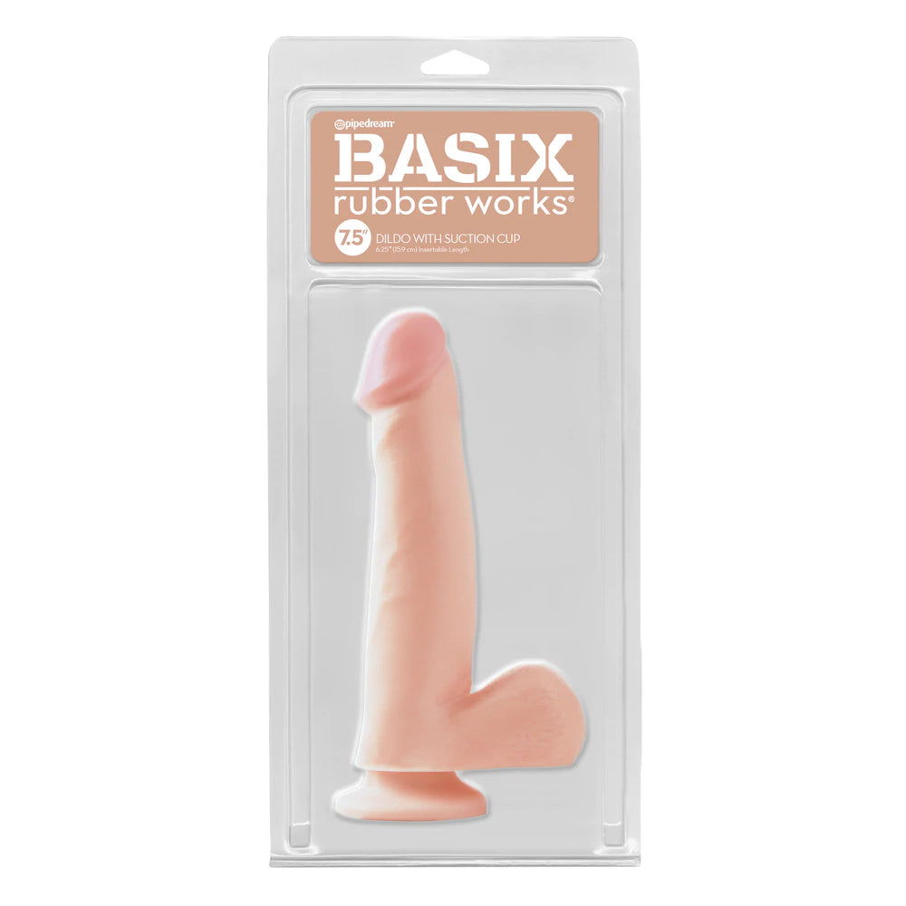 Basix Rubber Works 7.5" Dong with Suction Cup Flesh