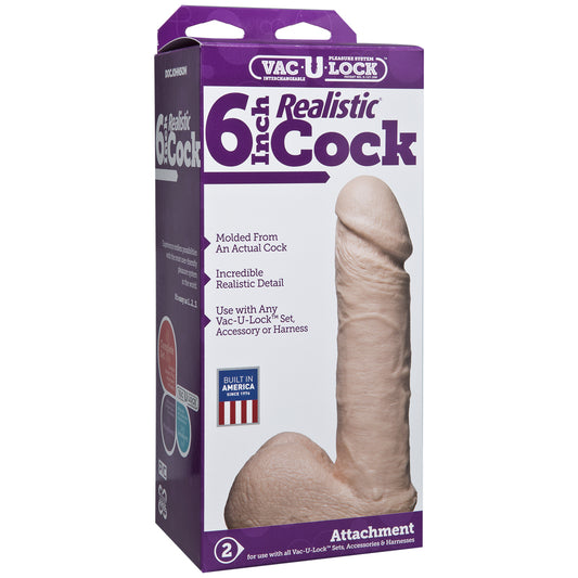 Vac-U-Lock - 6" Realistic Cock Vanilla