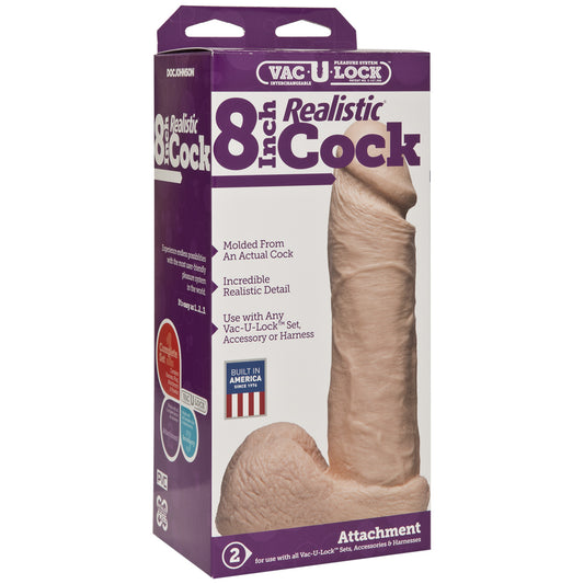 Vac-U-Lock - 8" Realistic Cock Vanilla