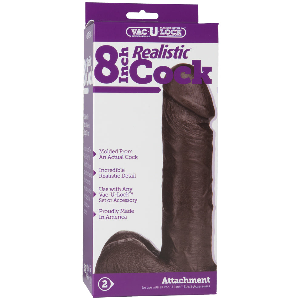 Vac-U-Lock - 8" Realistic Cock Chocolate