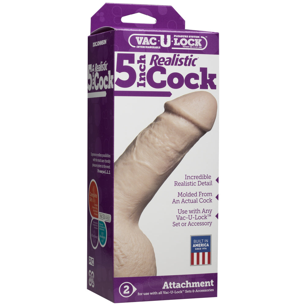 Vac-U-Lock - 5" Realistic Cock Vanilla