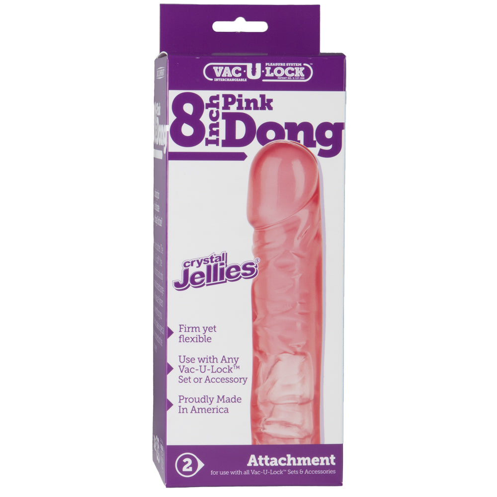 Vac-U-Lock - 8" Pink Dong - Crystal Jellies Pink