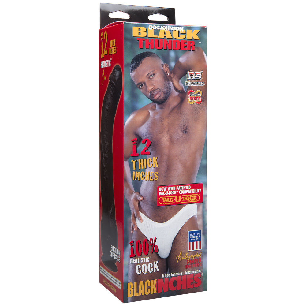 Signature Cocks Black Thunder 12" Realistic Cock with Removable Vac-U-Lock Suction Cup Chocolate