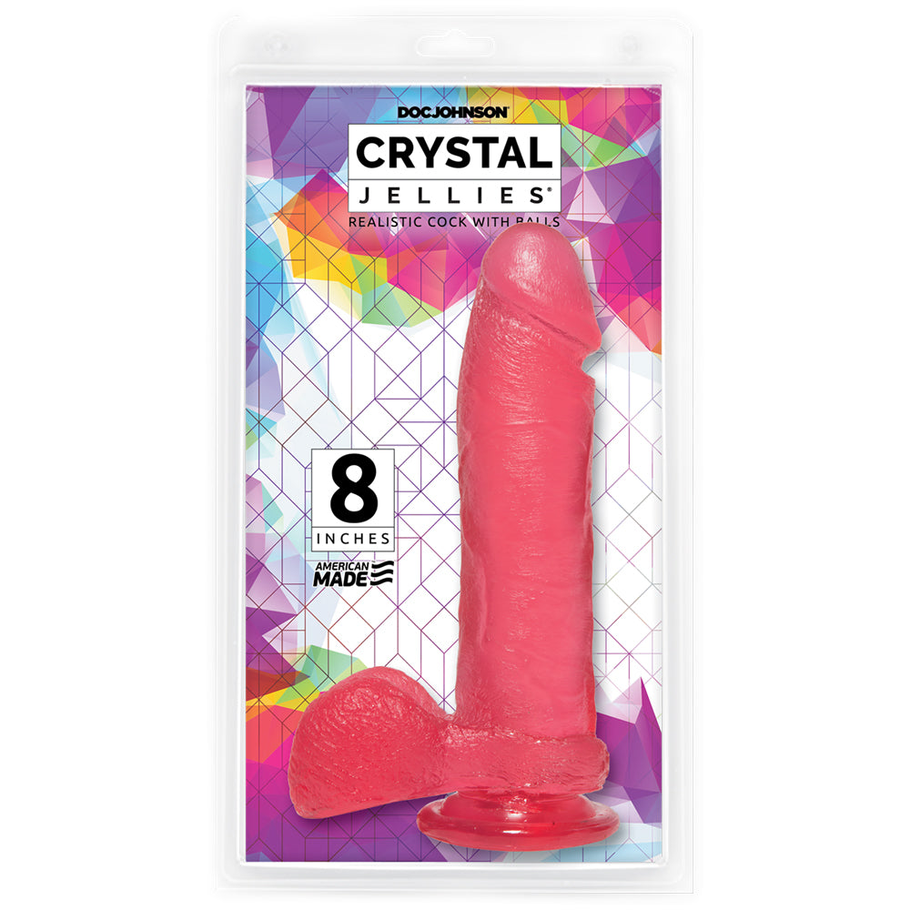 Crystal Jellies - 8" Ballsy Cock With Suction Cup Pink