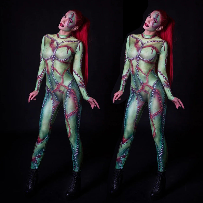 Halloween Costume Women's Makeup 3D Printing Jumpsuit