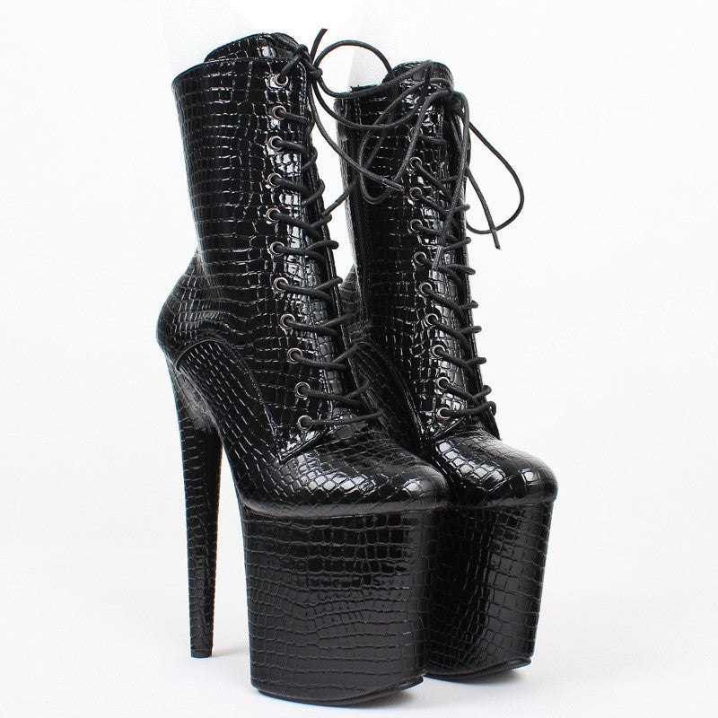 Lace-Up Crocodile Pole Dancing Heels | Waterproof Platform Heels