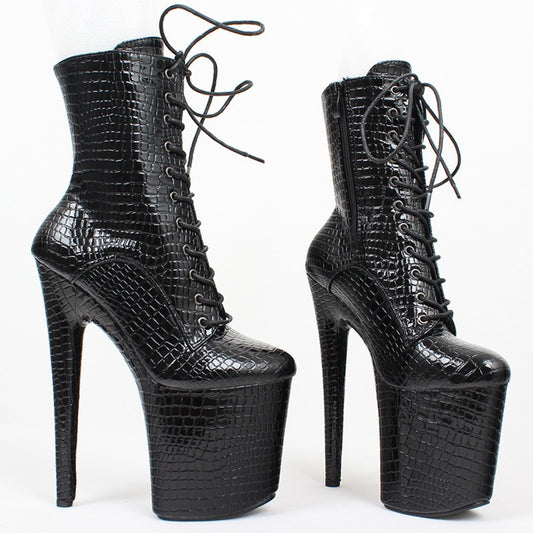 Lace-Up Crocodile Pole Dancing Heels | Waterproof Platform Heels